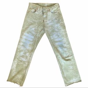 Olive green tie dye vintage Levi’s 501 Jeans
